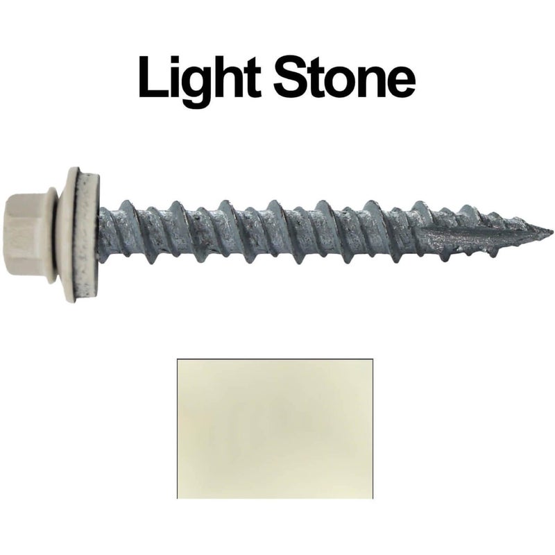 Jake Sales Metal Roofing Screws: (250) 10 x 1-1/2" Light Stone Hex Head Sheet Metal Roof Screw. Self Starting Metal to Wood siding Screws. EPDM Washer. Colored Head - Image 3